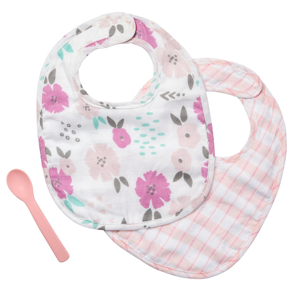Flower muslin bib set
