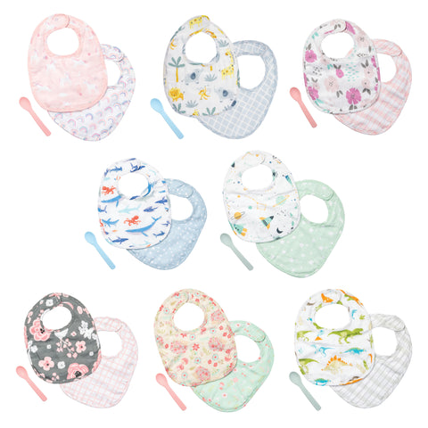 Muslin bib set with spoon assortment variables view