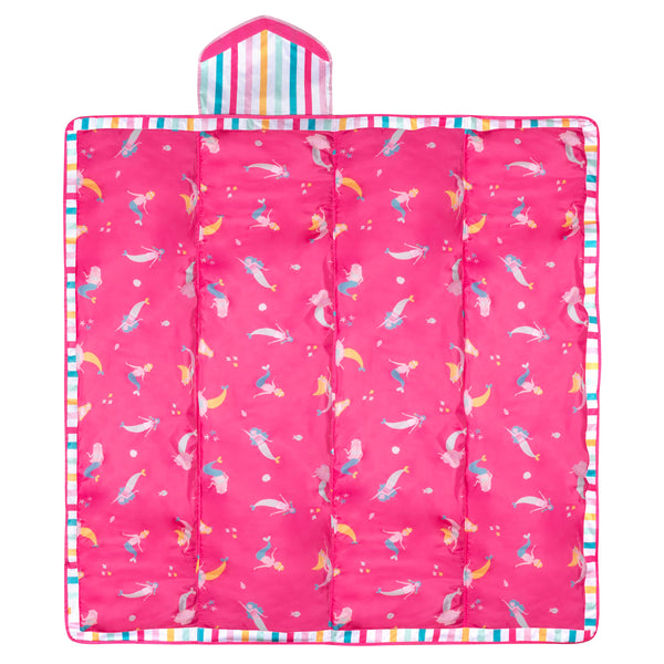 Mermaid wipeable play blanket open front view