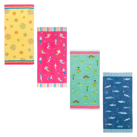 Beach and bath towel assortment variable view.