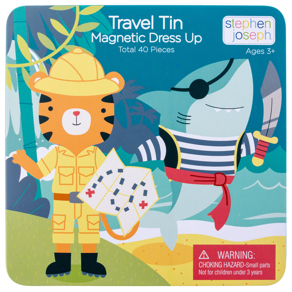 Shark and tiger travel tin magnetic dress up front view