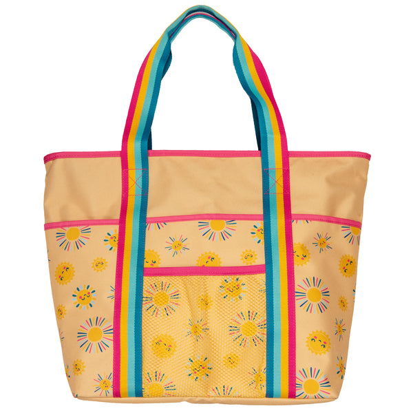Sunshine printed beach tote front view