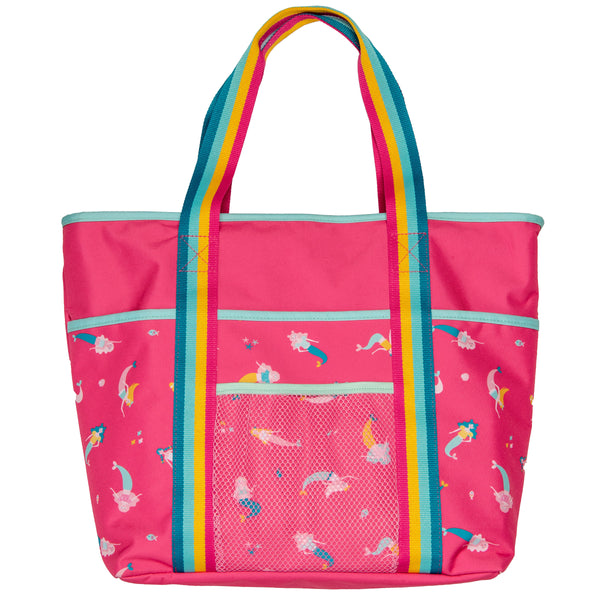 Mermaid printed beach tote front view