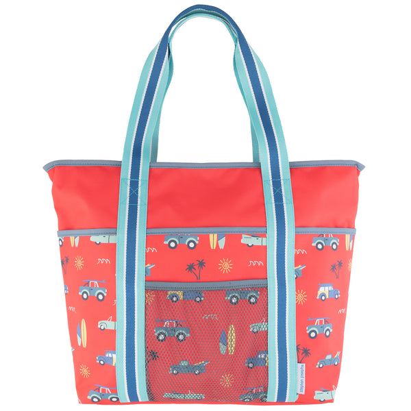 Surf's up printed beach tote front view