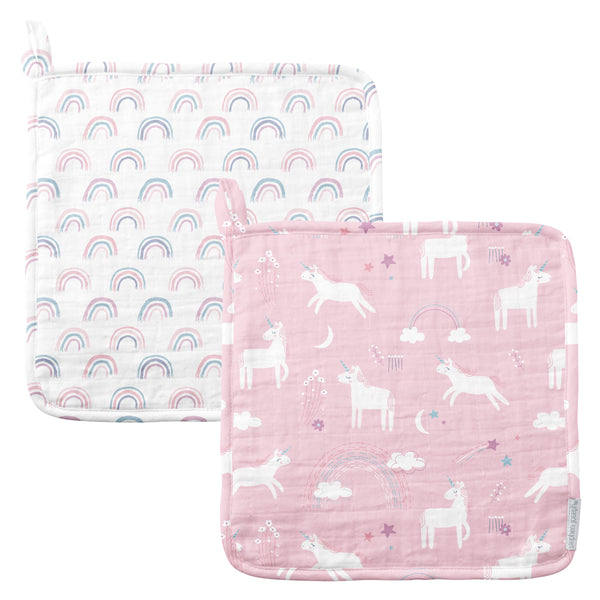 Unicorn muslin washcloth sets