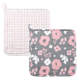 Charcoal flower muslin washcloth sets