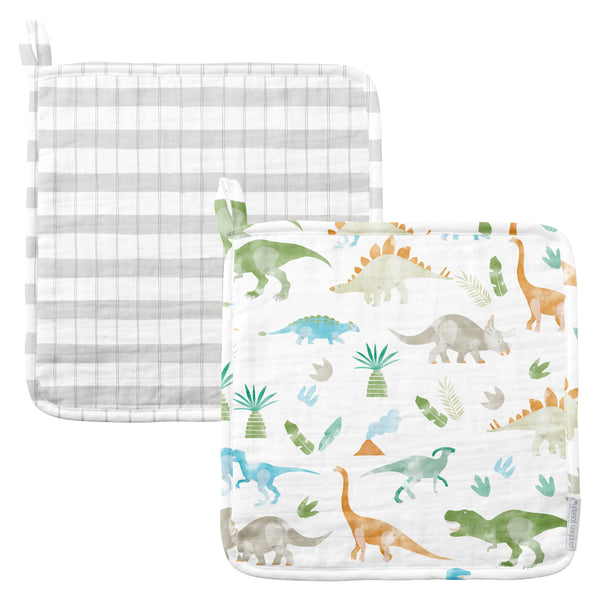 Dino muslin washcloth set