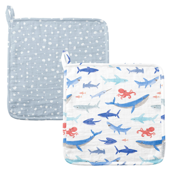 Shark muslin washcloth sets