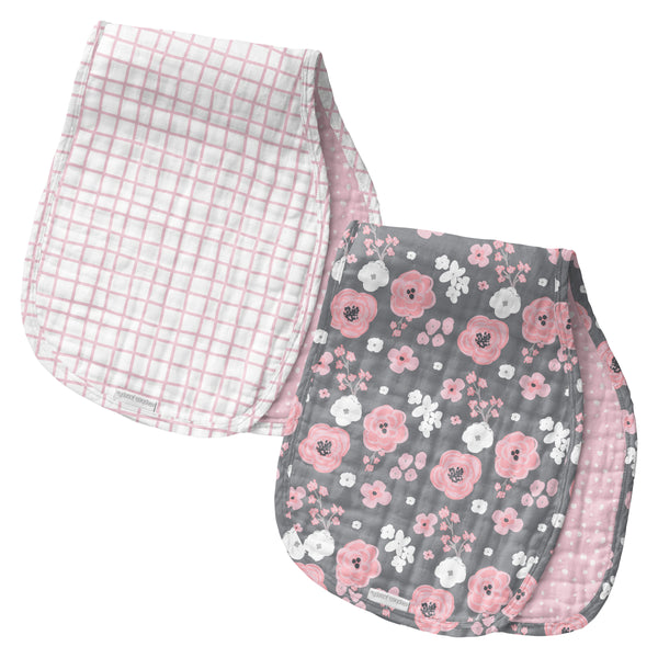 Charcoal flower muslin burp cloth