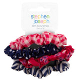 Pink and navy scrunchies