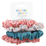 Pink and teal scrunchies