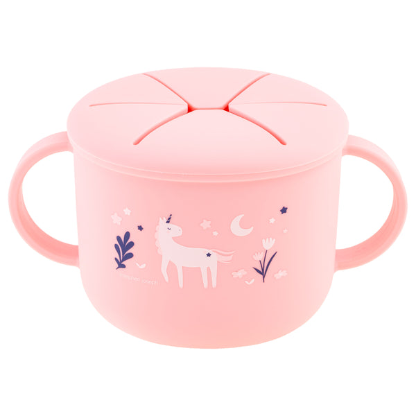 Unicorn silicone snack cup front view