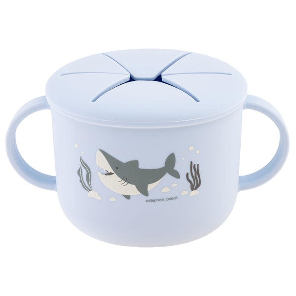 Shark silicone snack cup front view