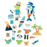 Shark/dino dress-up bath toy pieces view