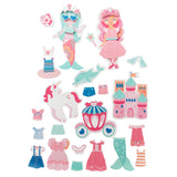 Girl/mermaid dress-up bath toy pieces view.