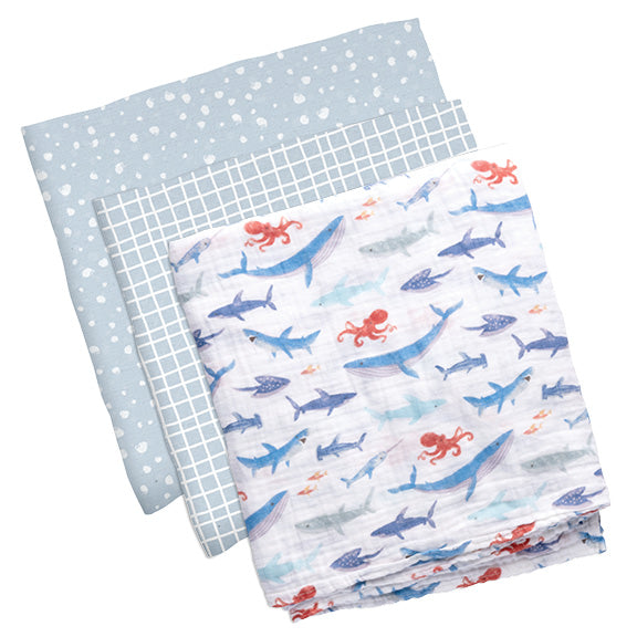 Shark muslin blanket set 3 pack