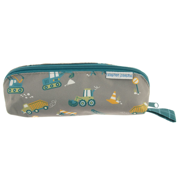 Construction all over print pencil pouch front view.