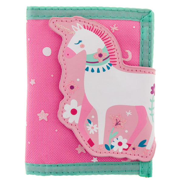 Pink unicorn wallet front view