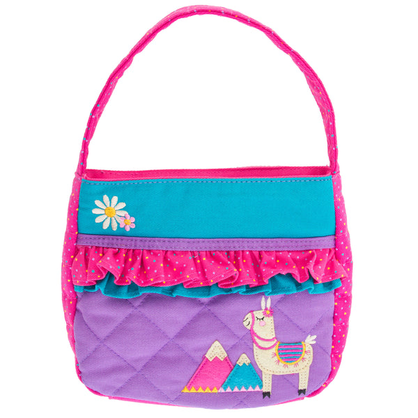 Llama quilted purse front view