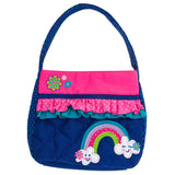 Rainbow quilted purse front view