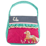 Blonde horse quilted purse front view
