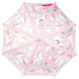Unicorn color changing umbrella top view.