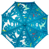 Shark color changing umbrella top view.