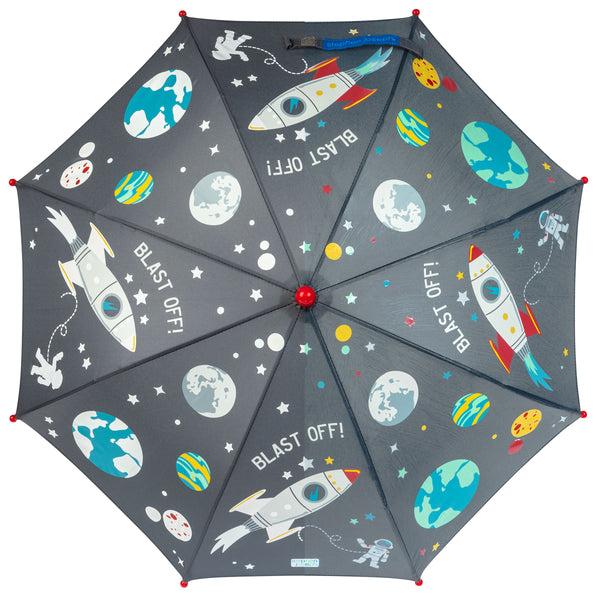 Space color changing umbrella top view.