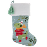Dino embroidered stocking front view