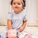 Little girl with bunny silicone snack cup