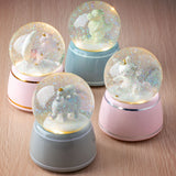 Snow globes on a table