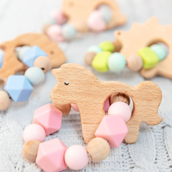 Silicone teethers on a blanket