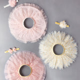 Golden pearl, shimmer pink, and rose pink tutu and headband sets 