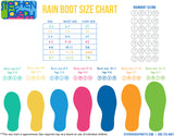 Rain boot size chart. 