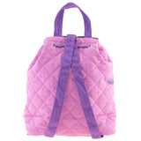 Purple elephant quilted backpack back view