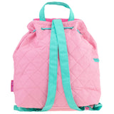 Unicorn pink quilted backpack back view