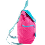 Pink mermaid quilted backpack side view