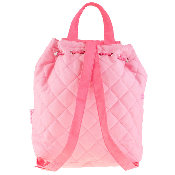Pink ballet quilted backpack back view