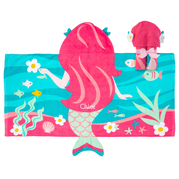 Mermaid hooded towel personalization example