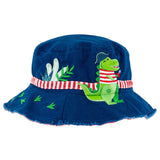 Dino pirate bucket hat front view.