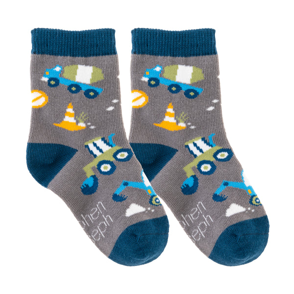 Grey construction toddler socks