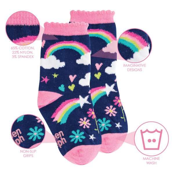 Rainbow toddler socks details view