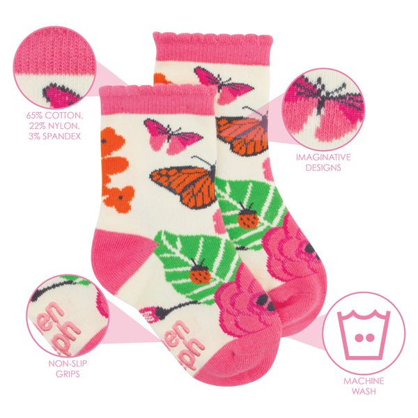 Butterfly toddler socks details view