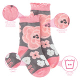 Charcoal flower toddler socks details view