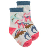 Pink dino toddler socks