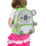 Little girl wearing koala sidekick backpack