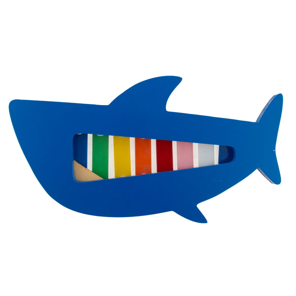 Blue shark xylophone back view
