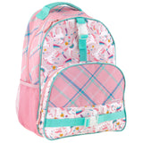 Unicorn all over print backpack front view