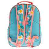 Turquoise floral all over print backpack back view