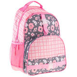 Charcoal flower all over print backpack front view